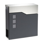 Wiltec - bote aux lettres murale ou sur pied design & porte - journaux v20, verrouillable, gris anthracite, ...