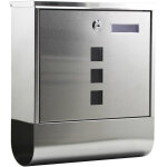 Wiltec - bo�te aux lettres murale ou sur pied & porte - journaux, verrouillable, couleur argent�e, acier ...