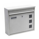 Wiltec - bo�te aux lettres murale v12, verrouillable, argent�e, acier galvanis�, 360 x 115 x 320 mm, ...