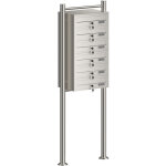 Wiltec - bo�te aux lettres sur pieds acier inox 513 x 270 x 1500 mm, avec 6 compartiments verrouillables ...