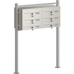 Wiltec bo�te aux lettres sur pieds acier inox 945 x 270 x 1200 mm, avec 6 compartiments verrouillables ...