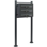Wiltec - bo�te aux lettres sur pieds gris anthracite 512 x 270 x 1150 mm, avec 3 compartiments verrouillables ...
