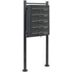 Wiltec - bo�te aux lettres sur pieds gris anthracite 513 x 270 x 1500 mm, avec 5 compartiments verrouillables ...