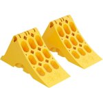 Lot de 2 cales de roue ? 393 x 160 x 193 mm ? en hdpe robuste ? capacité max. 5 t ? sabot d'arrêt automobile ... Lot de 2 cales de roue ? 393 x 160 x 193 mm ? en hdpe robuste ? capacité max. 5 t ? sabot d'arrêt automobile ...