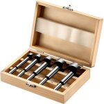 Wiltec - jeu de 5 m�ches forstner avec coffret en bois ? 15, 20, 25, 30, 35 mm ? longueur 28 mm, � 8 ...