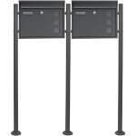 Wiltec - kit 2x bo�te aux lettres v12 avec pied de support double, verrouillable, couleur anthracite, ...