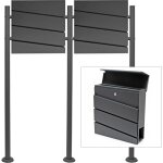 Wiltec - kit 2x bote aux lettres v16 & porte - journaux avec pied de support double, verrouillable, ...