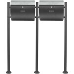 Wiltec kit 2x bo�te aux lettres v17 avec pied de support double, verrouillable, gris anthracite, acier ...