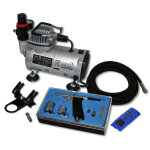 Wiltec kit airbrush avec compresseur as 18 - 2 ? 20 - 23 l / min ? avec pistolet a�rographe 116, godets ...