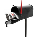 Wiltec - kit bo�te aux lettres am�ricaine et pied de support, 180 x 220 x 480 mm, couleur noire, acier ...
