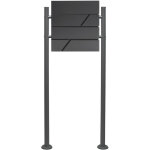 Wiltec - kit bo�te aux lettres sur pied design & porte - journaux v14, verrouillable, gris anthracite, ...