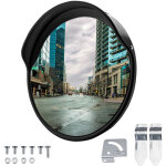 Wiltec miroir routier 30 cm convexe avec capot de protection noir rond, avec champ de vision de 160�, ...