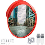 Wiltec miroir routier 30 cm convexe avec capot de protection orange, rond avec champ de vision de 160�, ...