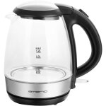 Wk - 125145 bouilloire sans fil verre, noir, argent contenance: 1. 2 l - emerio