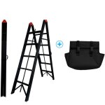 Woerther - echeescabeau pliant 1m80 + sac  outils, escabeau 5 marches, echelle pliante aluminium, echelle ...