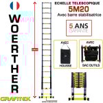 Echelle télescopique 5m20 woerther avec barre stabilisatrice - avec housse et sac porte outils - charge ... Echelle télescopique 5m20 woerther avec barre stabilisatrice - avec housse et sac porte outils - charge ...