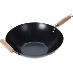 Wok anti - adh�sif avec manches en bois - diam. 34. 5cm