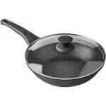 Wok en fonte d'aluminium noir 28cm