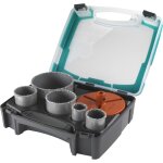 Coffret de trpans multi - lames - diamtre 33. 43. 53. 68. 103 - profondeur de coupe 55 mm. foret centreur ...