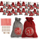 Wolketon 24 calendrier de l'avent - sac en tissu, 24 num�rique autocollants, diy no�l cadeaux sacs �, ...