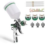 Wolketon 2x pistolet � peinture hvlp avec godet � liquide 600 ml professionnel 1. 4mm / 1. 7mm / 2. 0mm ...