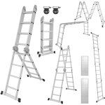 Wolketon 7 in 1 echelle pliante articul�e 4. 7m, echafaudage multifonction, ecarteur de mur, escabeau, ...