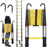 Wolketon �chelle t�lescopique avec crochet escabeau aluminium noir + jaune 3. 8m