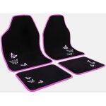 Woltu ? tapis de voiture universel lot de 4 ? tapis de sol en tissu noir et rose ? dimensions avant 66x43cm, ...