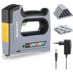 Workpro - agrafeuse sans fil 3, 6v multifonction 5 en 1 avec 2000 agrafes, compatible avec agrafes types ...