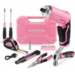 Caisse  outils rose 18 pices avec tournevis electrique 3, 7 v, trousse  outils avec bote de rangement, ...