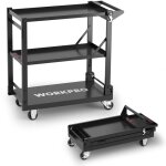 Workpro - chariot  roulettes 3 en 1, chariot servante d'atelier pliable avec poigne latrale, 3 niveaux ...