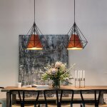 Wottes - lot de 2 lustre suspension vintage lampe suspension diamant �clairage de plafond en m�tal et ...