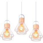 Lampe suspension e27 vintage en métal cage et bois lustre suspension uisine chambre salon luminaire blanc ... Lampe suspension e27 vintage en métal cage et bois lustre suspension uisine chambre salon luminaire blanc ...