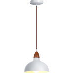 Wottes - e27 lampe � suspension r�tro plafonnier luminaire en m�tal bois lustre blanc diam�tre 19cm pour ...