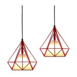 Wottes - e27 lustre suspension vintage lampe suspension abat - jour forme diamant clairage de plafond ...