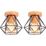 Wottes - e27 plafonnier industriel r�tro industrielle luminaire plafonnier abat - jour cage noir lampe ...