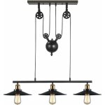 Wottes - industriel lustre suspension 3 luminaires en m�tal poulie e27 pour salon bar restaurant noir ...