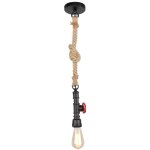 Lampe suspension industrielle vintage r�tro fer forg� corde chanvre cr�atif e27 lustre suspension conduite ...