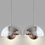 Lampe  suspension moderne e27 luminaire plafonnier mtal suspension lustre en forme de fleur 2pcs argent ...