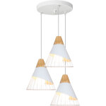 Lustre suspension fer forg� badminton bois massif cr�atif 3 lumi�res pendentif moderne salon bar cuisine ...