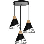 Lustre suspension moderne fer forg� badminton bois massif r�glable 3 lumi�res chambre salon cuisine cr�atif ...