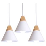Wottes - lustre suspension moderne plafonnier luminaire en m�tal et bois lampe � suspension r�glable ...