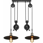 Wottes - lustre suspension r�tro poulie fer forg� industriel m�tal suspension d�corative r�glable e27 ...