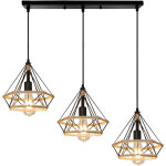 Lustre suspension vintage en corde de chanvre 3 lampe de suspension e27 pour salon couloir noir