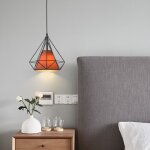 Wottes - lustre suspension vintage lampe suspension diamant �clairage de plafond en m�tal et tissu �25cm ...