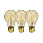 Xanlite - lot de 3 ampoules  filament led a60, culot e27, 340 lumens, conso. 4w q. 32w, blanc chaud ...