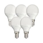Xanlite - lot de 5 ampoules smd led p45 opaque, culot e14, 470 lumens, conso. 5, 3 w (eq. 40w), 2700k, ...