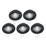 Xanlite - lot de 5 spots noirs encastrables led avec ampoules incluses, culot gu10, 345 lumens, quivalence ...