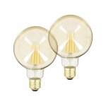 Xanlite - pack de 2 ampoules � filament led vintage b95, ambr�es, culot e27, 806 lumens, blanc chaud ...
