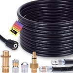 Kit de tuyau de nettoyage de canalisations 20 m, 200 bar avec adaptateur m22, buses rigides + rotatives ...